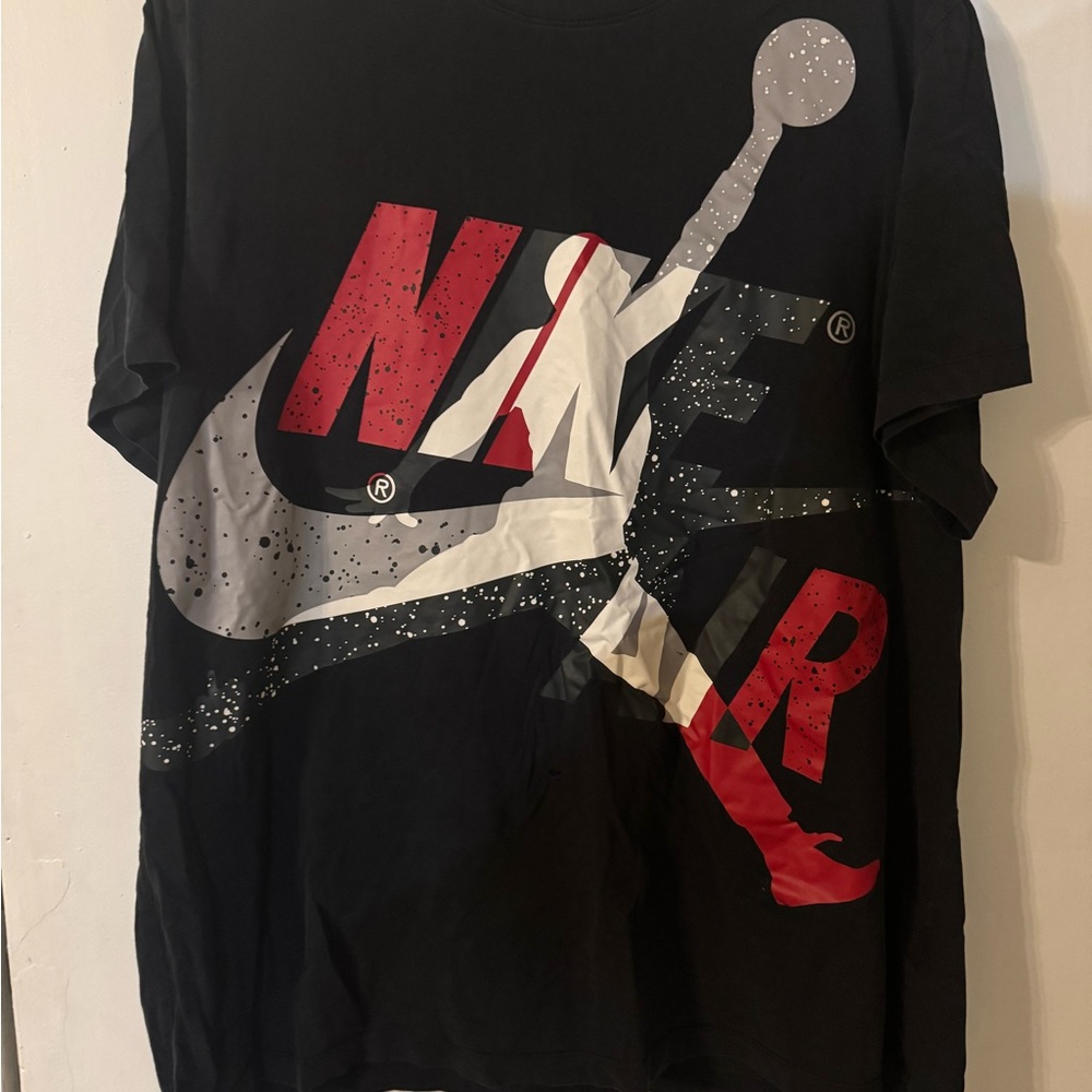 Jordan Men's Black and Red Graphic Tee